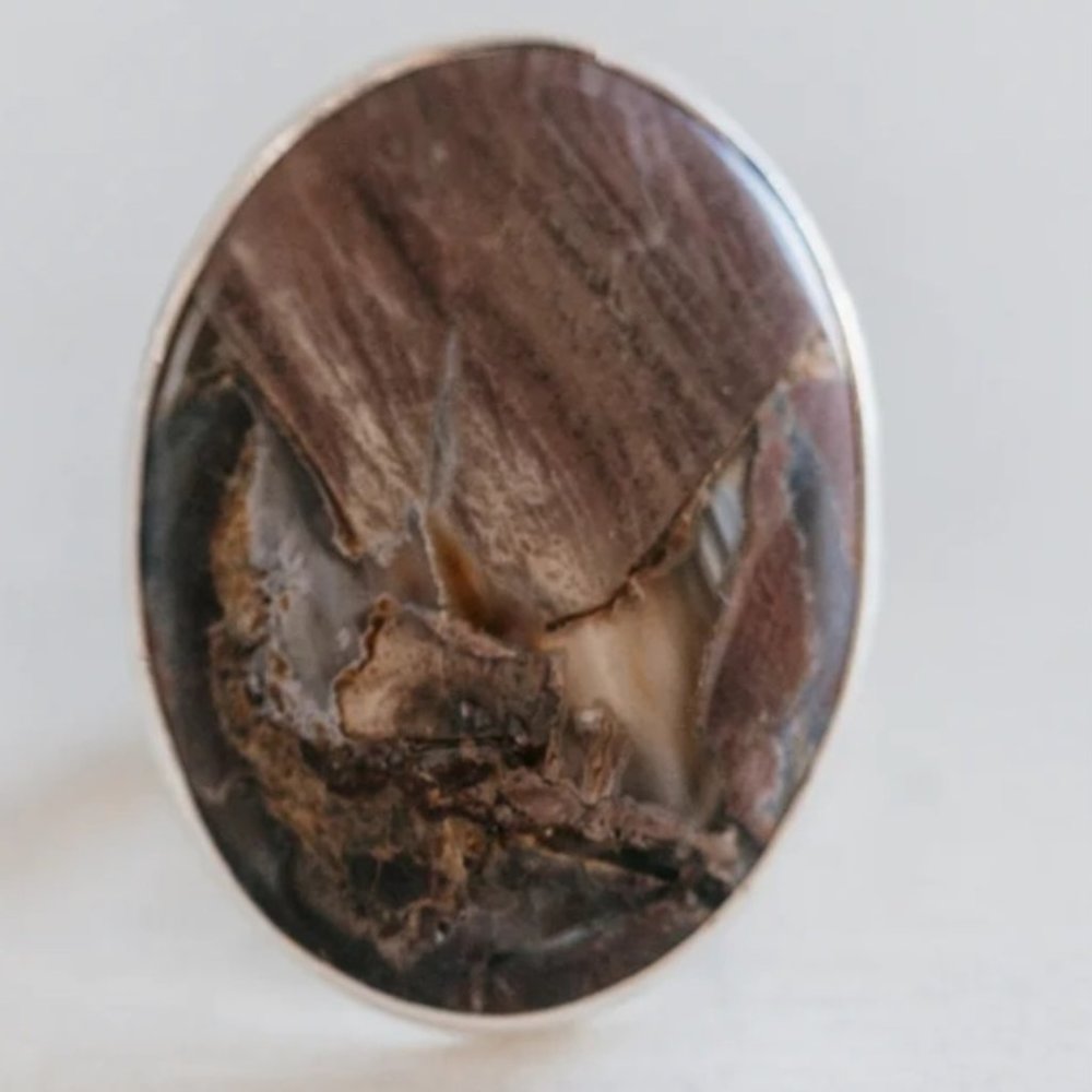Porcelain Jasper sterling silver statement ring Goldie Lew
